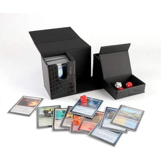 フリップPUレザーボードゲームカード保護収納ボックス